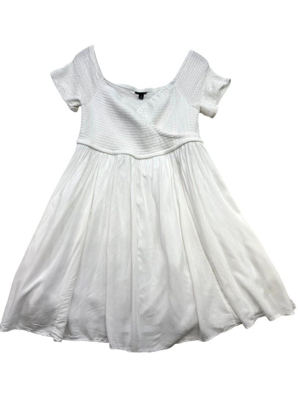 Torrid Women's Rayon Smocked Dress Short Sleeve Stretch Size 1X White Solid